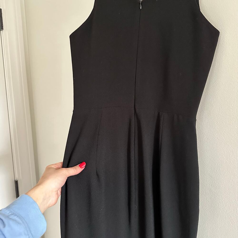 Dress The Population Iris Crepe Plunge V-Neck High Slit Sleeveless Gown Black 6 - Picture 12 of 12